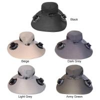 Ventilador solar de ala ancha, cubo solar con 2 ventiladores extraíbles, sombrero de protección UV, sombrero de verano para deportes al aire libre en la playa - details 4