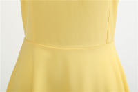Women summer vintage with belt short sleeve v neck elegant retro swing party dresses - details 15