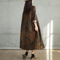 Vestido Floral de Algodón Vintage Moda Casual para Mujeres Primavera Otoño - details 25