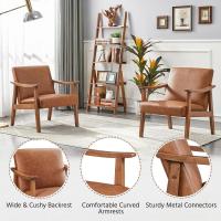 Salón Tapizado en Tela Sillón Individual con Respaldo Acolchado y Reposabrazos de Madera Maciza Sofá Individual Ergonómico Soporte 136 kg Gris - details 16