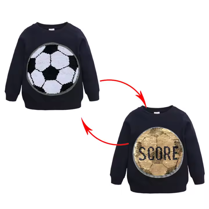 Sudadera para niños y niñas, camiseta de fútbol con lentejuelas mágicas de Superman Spider man, camisetas de moda para bebés, camisetas, ropa - 1