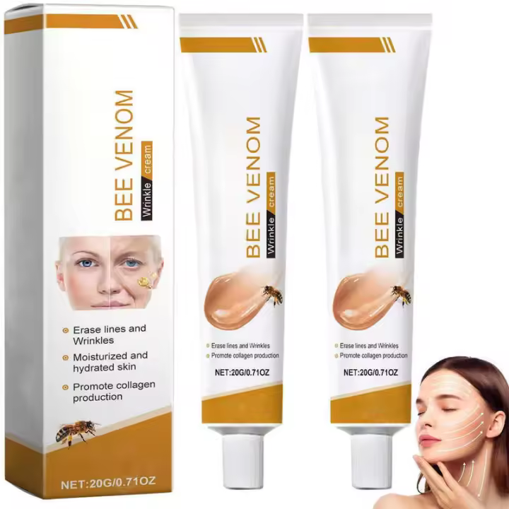 XSCQ 2PCS Crema para eliminar arrugas, crema hidratante facial antienvejecimiento con veneno de abeja, crema reparadora de elevación y recuperación para todo tipo de piel - 1