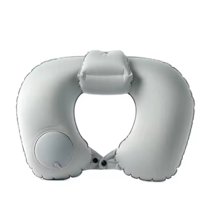 Almohada de viaje inflable en forma de U, prensa manual, prensa plegable para inflar la almohada, cojín portátil para soporte del cuello que ahorra espacio - 1