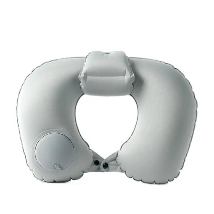 Almohada de viaje inflable en forma de U, prensa manual, prensa plegable para inflar la almohada, cojín portátil para soporte del cuello que ahorra espacio - 1