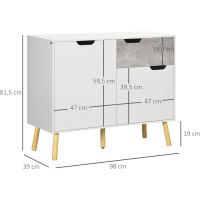 Buffet 2 Puertas 1 Cajón Almacenaje Estudio Dormitorio Estilo Morno 98x39x815 cm Blanco - details 2