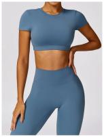 Camiseta de Yoga de Corte Corto de Verano Top de Deportivo de Nylon para Mujeres - details 1
