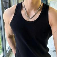Chaleco deportivo de talla grande para hombre, camiseta sin mangas ajustada elástica de color sólido con absorción de sudor, ropa de calle para gimnasio y fitness - details 6