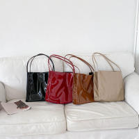 Hombro de charol de color sólido para mujer, bolso simple, bolso de compras informal para fin de semana, bolso de mano - details 8