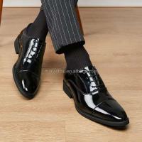 Vestido clásico de charol con logo Dropshipping para hombre, zapatos informales formales de estilo Oxford a la moda para caminar - details 4