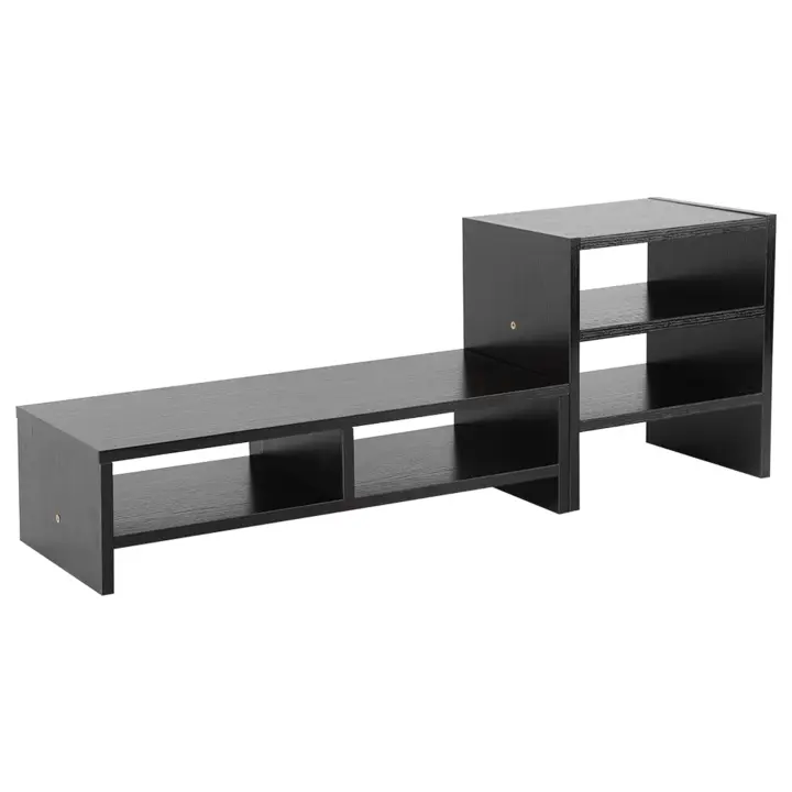 Soporte elevador para Monitor de ordenador portátil, organizador de almacenamiento de escritorio, estante de 3 capas (nogal negro) - 1