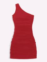 Vestido ajustado plisado de un solo hombro sexy para mujer de verano falda que cubre el trasero - details 4