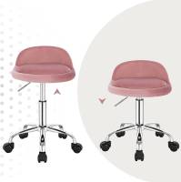 Taburete de oficina de terciopelo con ruedas, taburete giratorio, altura del asiento ajustable, altura 43-54,5 cm - details 13