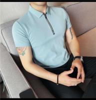 Polo de manga corta bordado de malla transpirable de verano para hombre, camiseta informal de negocios con solapa y media cremallera, - details 29