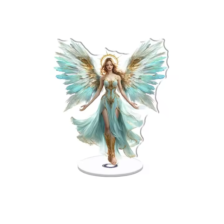El adorno acrílico giratorio presenta un hermoso ángel con detalles exquisitos y un diseño único, adecuado para diversos estilos de interiores y que aporta un ambiente artístico. - 1