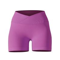 Crossover mujeres deporte gimnasio entrenamiento correr cintura alta Yoga Push Up cadera sin costuras Fiess Shorts - details 40