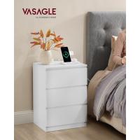Mesita de Noche Moderna Blanca Nube LET631W14 Estación de Carga, Mesa Auxiliar con 3 Cajones, 2 Tomas AC, 2 Puertos USB - details 1