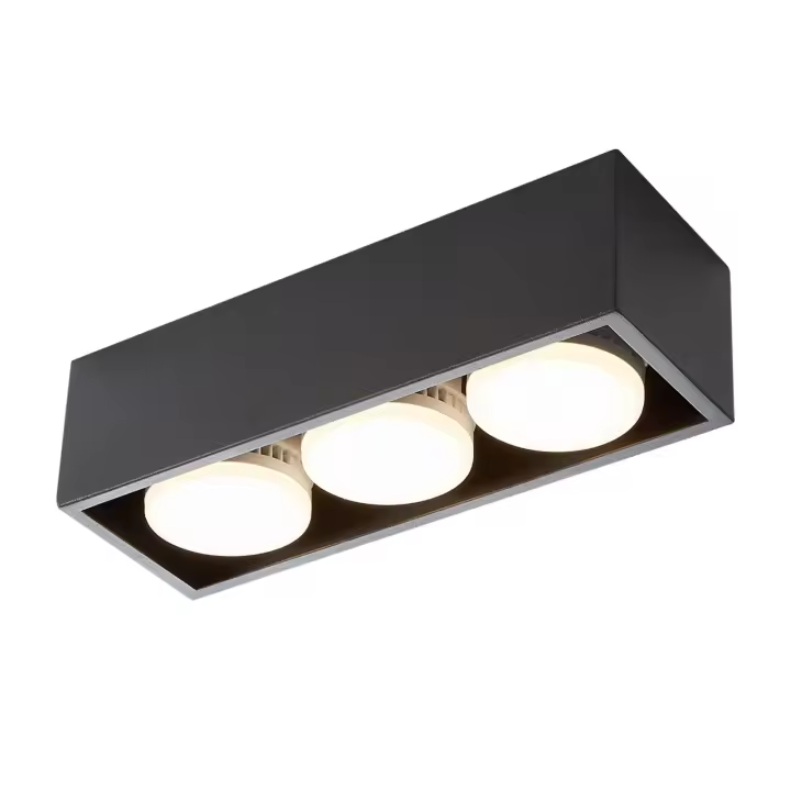 CBJKTX 3 focos LED de techo montados en superficie cuadrados negros ajustables blanco cálido 3x5W GX53 para cocina sala de estar comedor - 1
