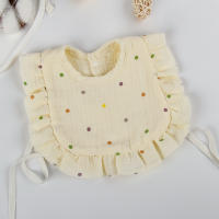 Bib De Bebé De Algodón 100% Con Encaje Retro Y Volante 4 Capas Impermeable Para Niños Y Niñas Estilo Vintage Con Patrón Floral - details 11