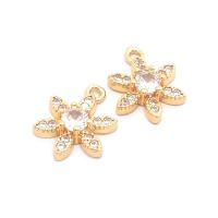 Colgantes de latón y circonita de Color dorado de 18K, varios dijes de flores, joyería artesanal de alta calidad, accesorios para collar y pendientes - details 15