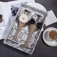 2 unids/set copas de champán de cristal para novia y novio, copas de vino tostadas y decoración de vestido, regalo para boda - details 5