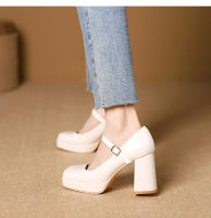 Nuevo temperamento francés tacones gruesos tacones altos zapatos de mujer - details 9