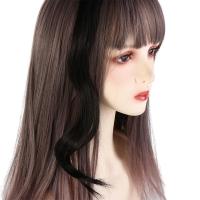 Extensiones de cabello para mujer, Clip en la frente, accesorios para el cabello, flequillo de barba de dragón, flequillo largo y rizado, peluca de síntesis con flequillo de parte media - details 10
