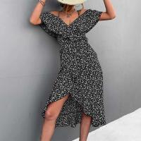 Vestido largo con tirantes y estampado floral para mujer, estilo bohemio de playa, moderno, un hombro, irregular, fresco diario - details 11