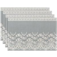 Juegos de manteles de lino con flores Ense, lavables, resistentes al calor, de 12 x 18 pulgadas, manteles individuales blancos y grises para - details 1