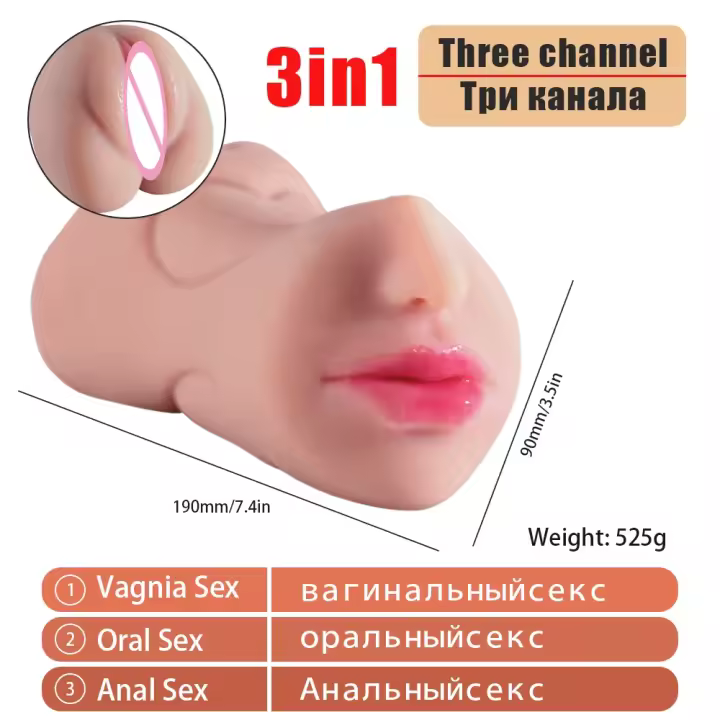 3 en 1 Vagina Artificial masturbador masculino taza realista Vaginal Real Oral Vagina Anal silicona culo juguetes sexuales para hombres masturbación - 1