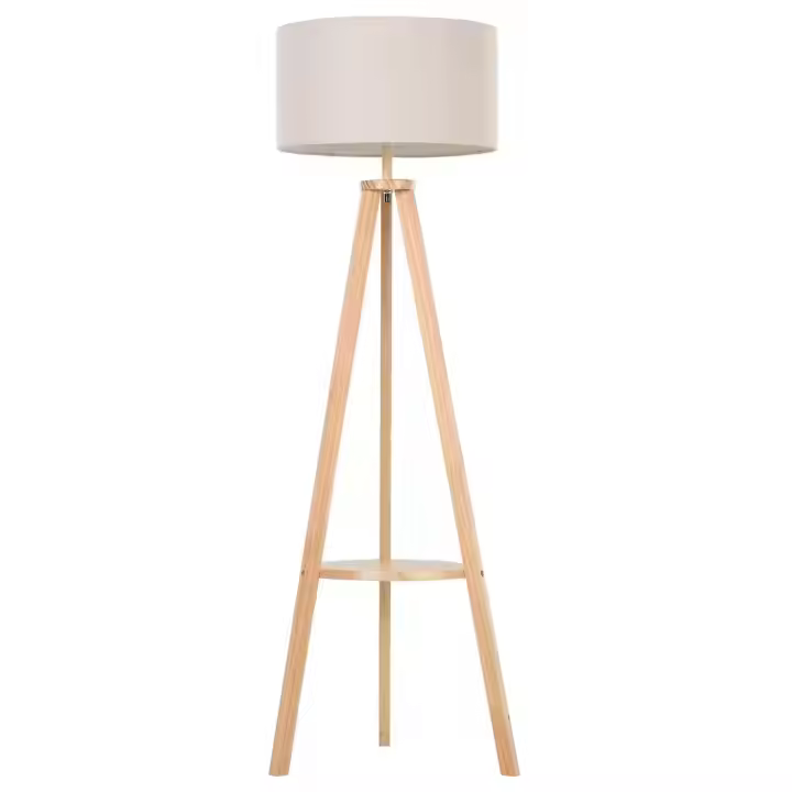 Lámpara de Pie Moderna para Dormitorio Estudio Salón con Luces E27 40W y Pulsador de Pie con Base Trípode Inoxidable 154cm - 1