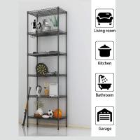 Estantería de metal de 6 niveles, unidad de almacenamiento de cocina de alambre, estante de pie resistente para organización de lavandería (plateado) - details 17