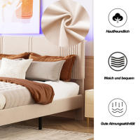 Cama de Almohada de Terciopelo 140 x 200cm, Doble con Barra Ligera y Enchufe USB, Dosel y Cajón Grande, Adecuada para Adultos y Adolescentes Sin Colchón - details 10