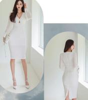 Mujeres otoño moda nuevo ceñido al cuerpo vestido a media pierna ajustado manga larga elegante Casual sólido Vestidos de fiesta de negocios bata femenina Mujers - details 3