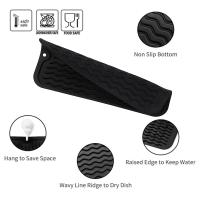 Alfombrilla de silicona para secar platos de varios usos, fácil de limpiar, ecológica, resistente al calor, para encimera de cocina, fregadero, Bar, botella o taza, color negro, S, 12 pulgadas x 6 pulgadas - details 1