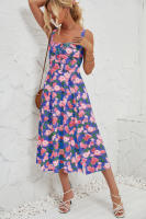 Vestido midi de satén con tirantes finos para mujer, abertura frontal, hueco - details 35