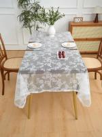 Mantel plegable con flores ENCE de color blanco puro para bodas, fiestas y mesas de comedor. - details 0