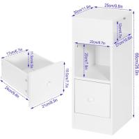 Mesa de Noche Estrecha Moderna Estilo de Madera Alta con Cajón 25x30x66cm Blanco 0179ZZ-2 - details 2