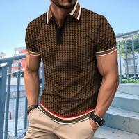 Camiseta de pata de gallo para hombre, Polo de manga corta con botones de bloque de Color - details 1