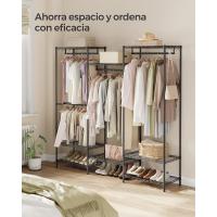 Armario de Ropa, Armario de Metal con Estantes Ajustables, Barras para Colgar y Ganchos, Duradero, Perchero Separable, Blanco - details 13