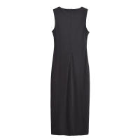 , vestidos de moda de verano, cuello redondo sin mangas negro y decoración de encaje con, vestido largo de estilo festivo para - details 2