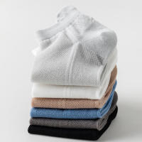 Paquete de 5 pares de calcetines de verano para hombre con ojales de malla completa, huecos y transpirables, calcetines cortos clásicos de color sólido multiusos - details 3