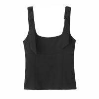 TRAFZA 2025 moda Mujer High Street cremallera lateral Slim Tops Mujer verano Sexy sin mangas arco cuadrado cuello sólido Sling Top Mujer - details 8