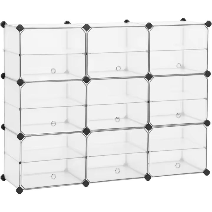 Cubo de Almacenamiento con Puertas, Zapatero, Organizador de Plástico con Separadores, Mazo de Goma Incluido, para Armario, Sala, Dormitorio, Blanco - 1