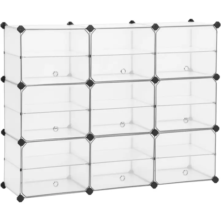 Cubo de Almacenamiento de Plástico con Puertas Organizador de Zapatos con Separadores - 1