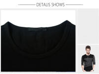 Camiseta de Estilo Vintage para Hombres CASUMANL Cuello Redondo Largo Camiseta Negro y Gris - details 6