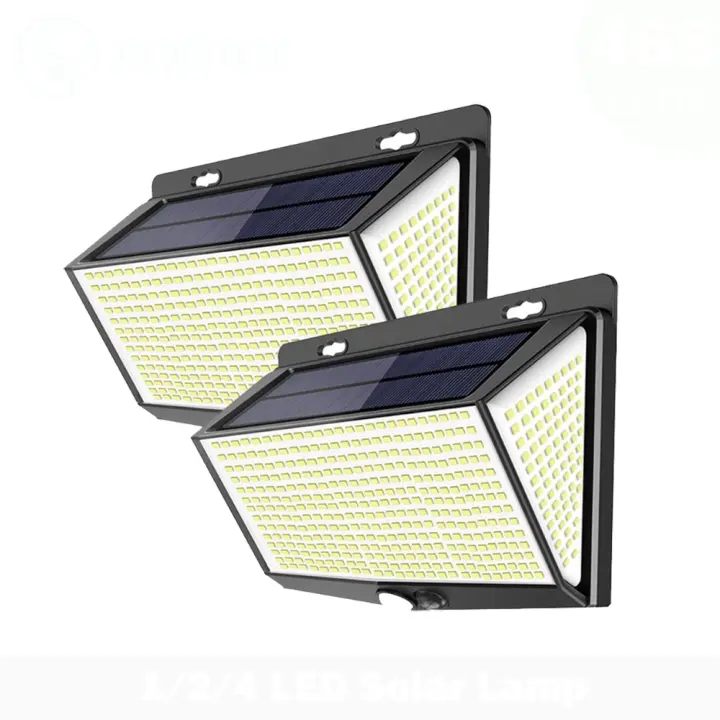 Lámpara LED Solar para exteriores, luz impermeable para decoración de jardín, calle, Sensor de cuerpo humano, 3 modos, 468 - 1