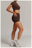 Conjunto de Gimnasio Yoga UDS para Mujeres Ropa de Entrenamiento de Manga Corta, Camisón Largo, Monos de Camping PIESS, Shorts de Correr - details 3