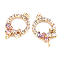 Colgantes de Encanto de Brasso Dorado de 18K 6PCS Diamante Falso Joyería de Alta Calidad - details 0