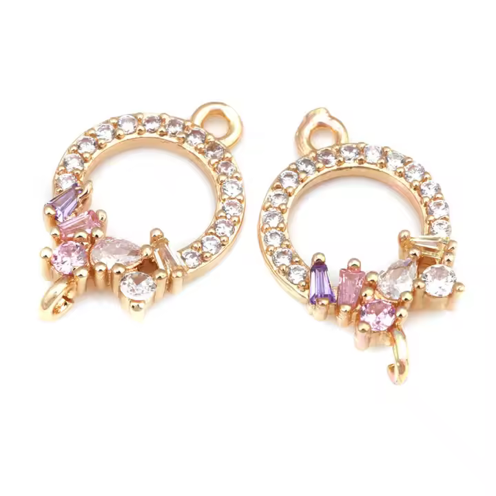 Colgantes de Encanto de Brasso Dorado de 18K 6PCS Diamante Falso Joyería de Alta Calidad - 1