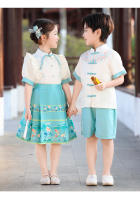 Vestido de Recitación de Poesía de Verano Hanfu para Niños Traje Antiguo Chino con Falda de Cara de Caballo Conjunto de Ropa y Zapatos - details 16